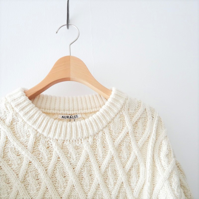 HARD TWIST MERINO ARAN KNIT BIG P/O - トップス