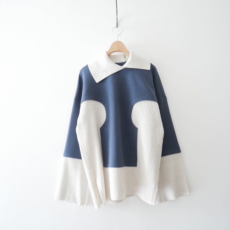 ENFOLD ダブルクロス ニットレイヤードPULLOVER 38 M 白-