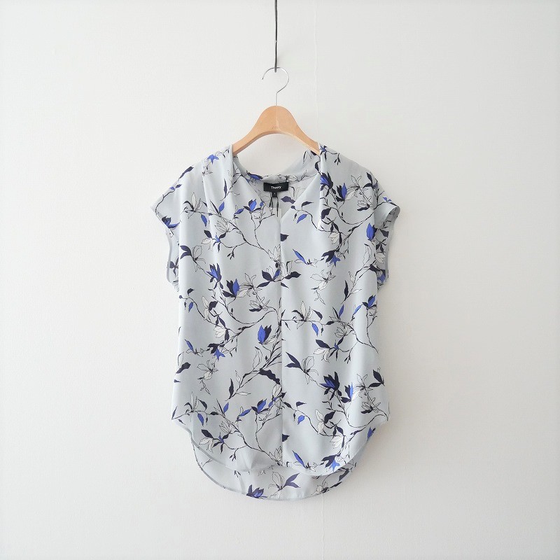 在庫処分・数量限定 22ss Theory Fluid Flower SS Drape NK Top | www